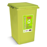 Cesto De Residuos Reciclaje 60 Lts Tapa Plana Colombraro Color Verde