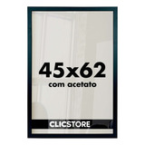 Moldura 42x62 Quadro Decorativo Acetato Poster Foto Corredor Cor Preto Liso