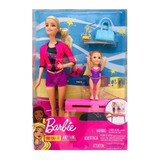 Barbie Entrenadora De Gimnasia Con Alumna Y Barra Giratoria