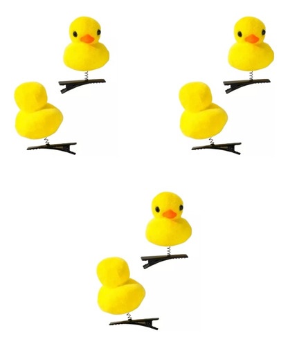 Set 6pzas Horquilla Broche Pato Pollito Para Cabello Kawaii