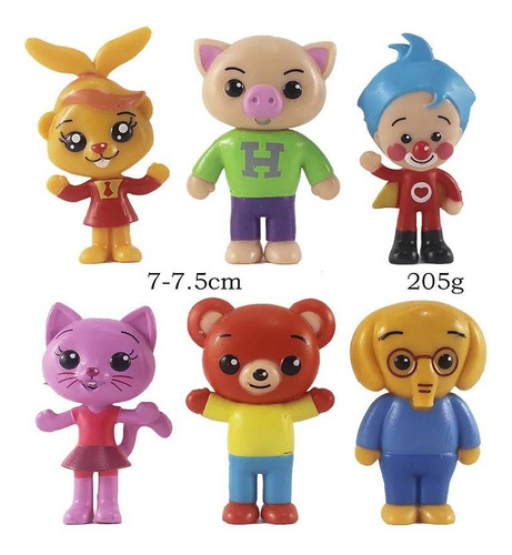 6 Figuras Colección Payaso Plim Cerdito Conejo Set Regalo