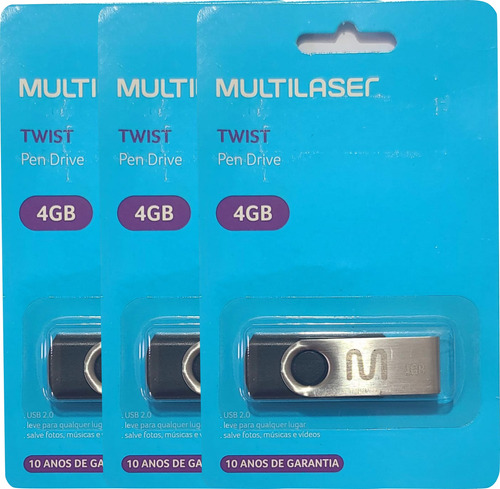 Kit 3 Pendrive 4gb Multilaser - Atacado Revenda Barato!!!