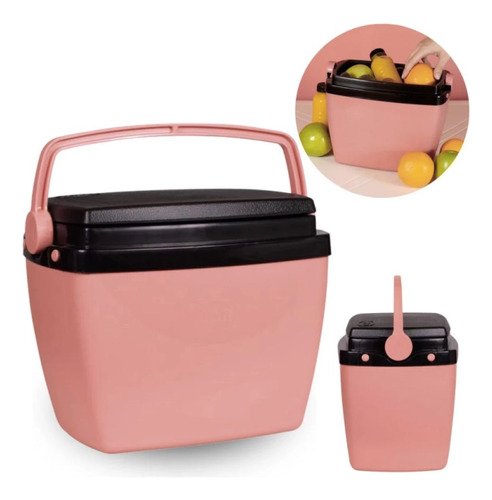 Caixa Termica Rosa / Pêssego Cooler Pequeno 6l Mor / 8 Latas