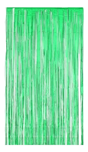 Cortinas Metalizadas De Flecos Verde 1x2m Cumpleaños 
