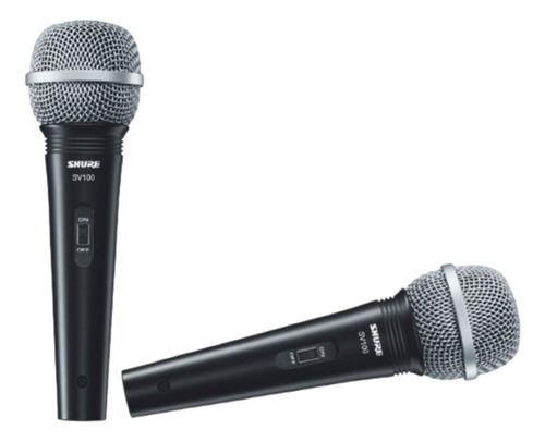 Kit 2 Microfone De Mão Com Fio Preto Sv100 - Shure