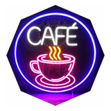 Cartel Cafe Pocillo Ciecular En Neón Led - Cafeteria  Logos