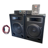 Combo Audio 2 Bafle 15 + Potencia + Mixer 2 Canales Bt Y Usb