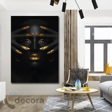 Cuadro Mujer Dorado Negro Elegante Artistica A0 60x40