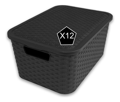 X12 Caja Organizadora Ropa Juguetes Rattan Tamaño Mediano 
