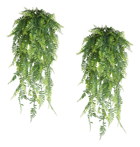 2pcs Plantas Artificiales Helechos Frondosos Y Colgantes