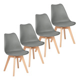 Pack 4 Silla Eames/tulip Acolchada Tulip Gris