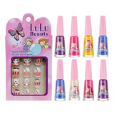 Kit 8 Esmaltes Teen Unicórnio + 12 Unhas Postiças Infantil