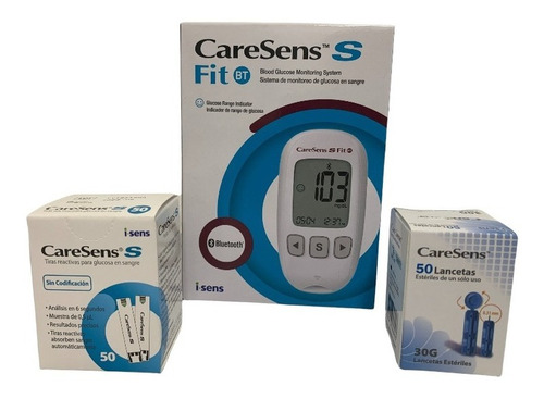 Glucómetro Caresens S + 50 Tiras + 50 Lancetas