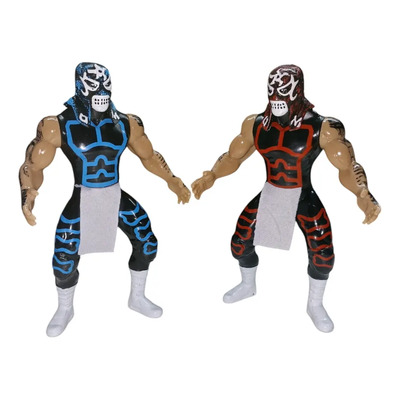 2 Muñecos Luchador - Penta 0 Miedo - Traje Rojo Y Traje Azul