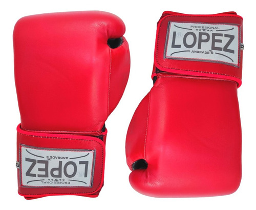 Guantes Box En Piel Broche Contacto López Andrade Rojo 12oz