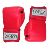 Guantes Box En Piel Broche Contacto López Andrade Rojo 12oz