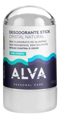 Desodorante Stick Alva Cristal Importado Sem Alumínio Sem Parabenos Sem Fragrância 60 G