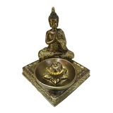 Incensario  De Buda Hindu Meditando Dourado Resina !