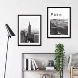 Set 2 Cuadros Paris Nueva York Blanco Y Negro Minimalista