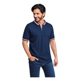 Playera Polo Textura Azul 906-19