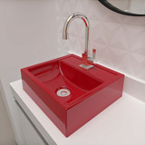 Pia Cuba De Marmorite P/ Banheiro Ou Lavabo 33x30 Turmalina Acabamento Brilhante Cor Vermelho