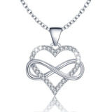 Collar De Corazón Infinito Para Mujeres Y Niñas, Plata 925 Y