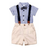 Conjunto Formal Niño  Short Bebe  Azul/caqui