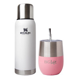 Termo Stanley 739ml Blanco + Vaso Termico Rosa Biglife