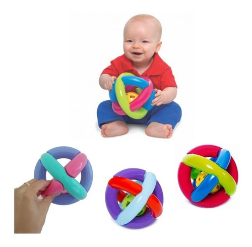 Brinquedo Bola Para Bebê Chocalho Estimula  Reações Motoras
