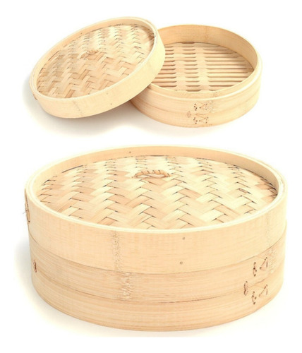 Vaporera Bambu 20x14cm Tapa Desmontable 