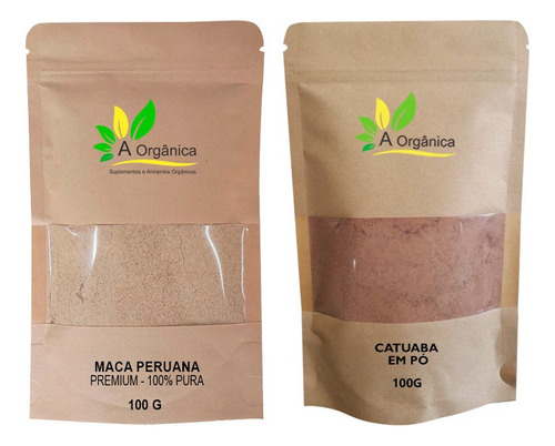 Combo Maca Peruana Com Catuaba Em Pó 100g À Organica Sabor Natural