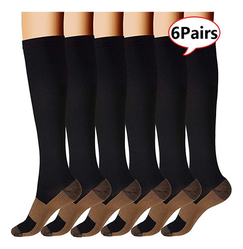 6 Pares De Calcetines De Compresión (20-30 Mmhg) /calcetines