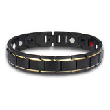 Pulsera Curativa Energética Terapéutica Oro Negro Titanio