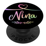 Nina Corazon Arcoiris Nombre Personalizado Negro Nina Regal