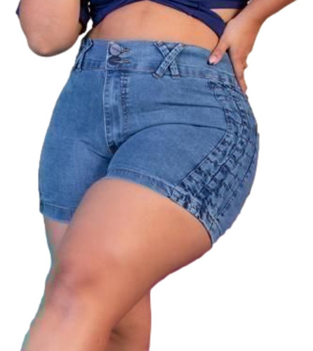 Shorts Jeans Plus Size Feminino Com Laicra