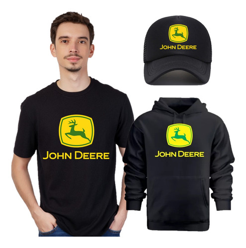 Buzo - Remera - Gorra Trucker - Combo John Deere - Unisex