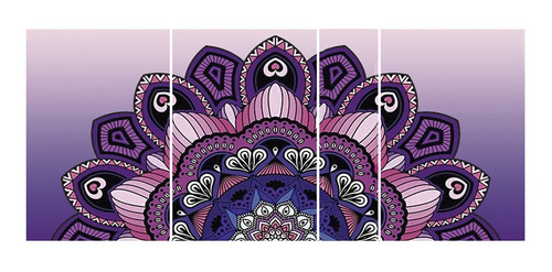 Cuadro Mandala Violeta Y Negro Políptico Abstracto Cod 4037