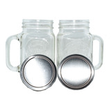 Tarro Con Asa 16oz/473ml - Con Tapa - Mason Jar - 2 Piezas