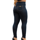 Calça Legging Imita Jeans Feminina Com Bolso Modeladora Femi