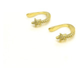 Aros Cuff Estrella Cristales Plata Baño Oro 18k