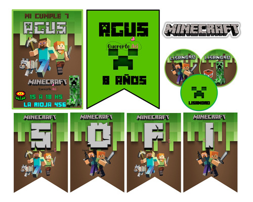 Kit Imprimible Express Personalizado - Mine Craft