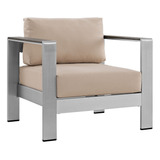 Juego De Sofa Modular De Aluminio Modway, De Color Plata Y B