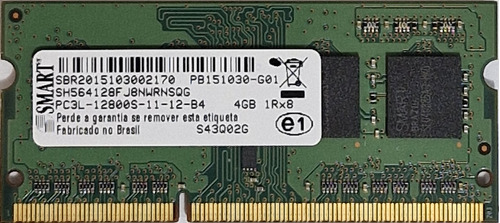 Memória Ram Smart 4gb 1rx8 Pc3l-12800s Sh564128fj8nwrnsqg