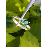 Anillo Compromiso Plata 925 Esmeralda Verde Corindón España