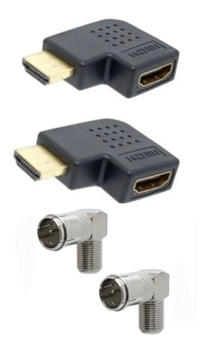 Kit 2 Adaptadores Hdmi L Grau + 2 Plug 90 L Engate Rápido  