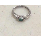 Anillo Vintage Dama Plata Paladio Con Esmeralda Genuina