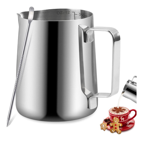 Milk Frothing Pitcher, Stainless Steel Espresso Milk Frot...