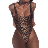Conjunto De Pijama Sexy Con Estampado De Leopardo Sin Espald