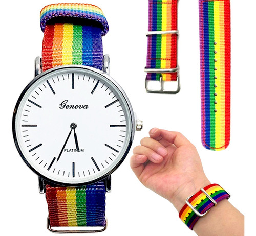 Reloj Pulsera Lgbt Orgullo Gay Extensible Arcoíris Colores