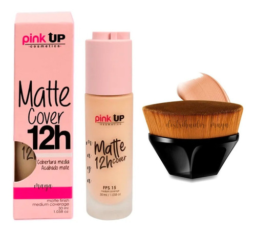 Maquillaje Líquido Acabado Mate Cover Pink Up + Brocha Kabuk